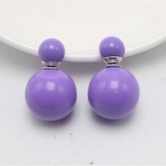 Double Ball Stud Earrings Minimalist Chic Double Sided Front Back E… - Picture 1 of 2
